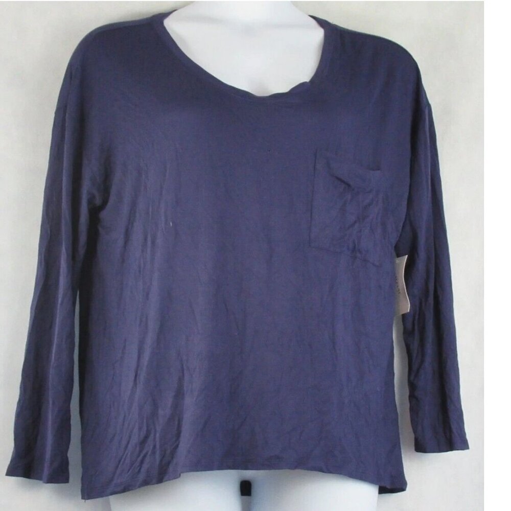 Alfani Women's Long-Sleeve Scoop-Neck Pajama Top T-Shirt, Eclipse Blue